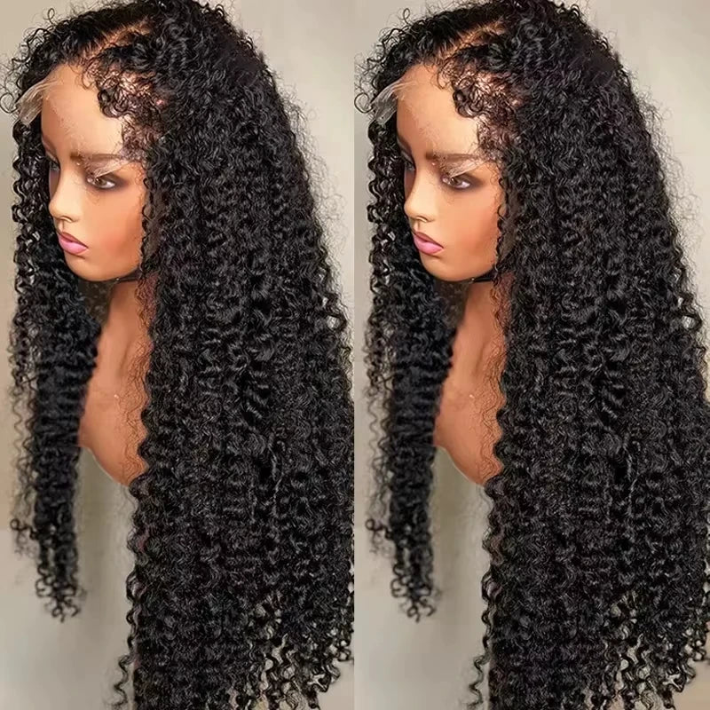 250%Kinky Curly 4C Edges Curly Baby Hair Lace Wigs Human Hair 13x6 HD Lace Frontal Wig Deep Wave Curly Lace Front Wigs For Women