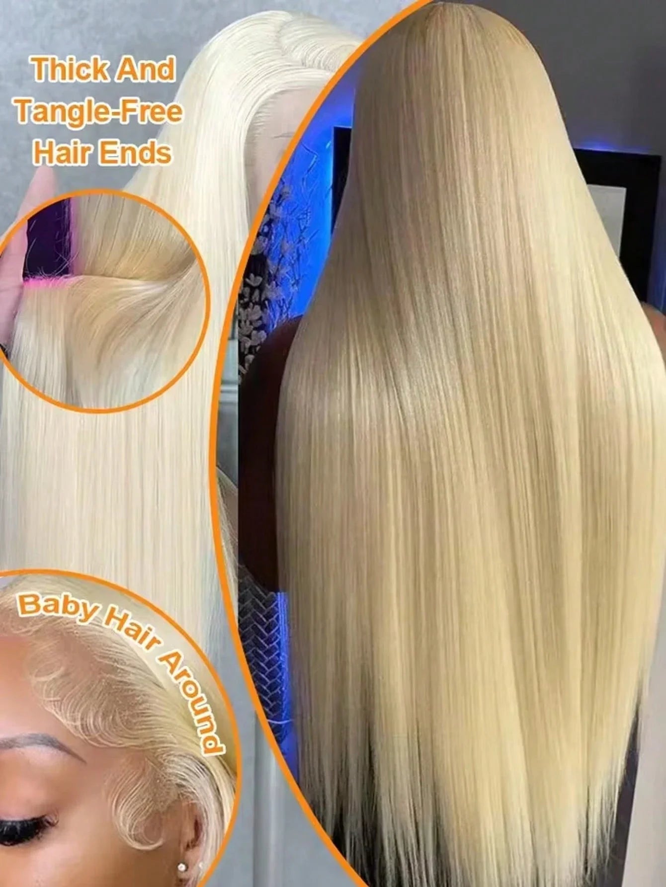 32 Inch 613 13x4 Lace Front Wig Human Hair,Blonde Straight Lace Front Wigs Human Hair Pre Plucked 200 Density