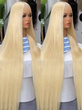 32 Inch 613 13x4 Lace Front Wig Human Hair,Blonde Straight Lace Front Wigs Human Hair Pre Plucked 200 Density