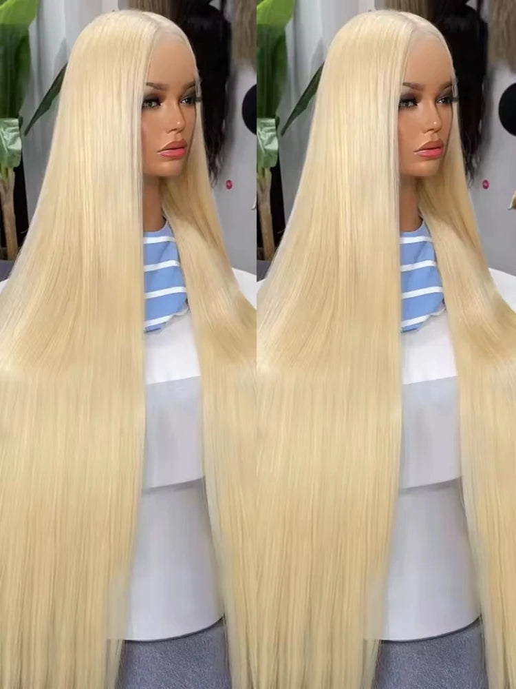 32 Inch 613 13x4 Lace Front Wig Human Hair,Blonde Straight Lace Front Wigs Human Hair Pre Plucked 200 Density