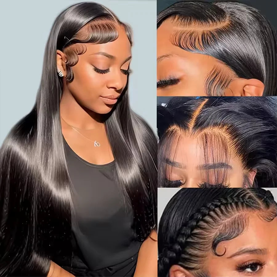 30 Inch 13x4 Lace Front Wigs 200% Density Lace Front Wig Pre Plucked Glueless Wigs Straight Black Synthetic lace front wig