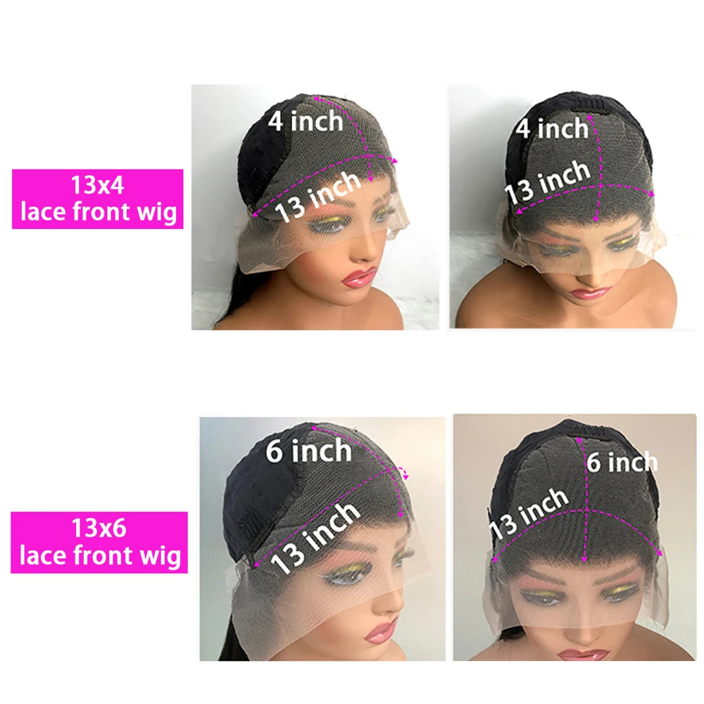 40 Inch Deep Wave Frontal Human Hair Wig 13x6 13x4 HD Transparent Lace Wigs For Women 220 Density Pre Plucked Curly Front Wigs
