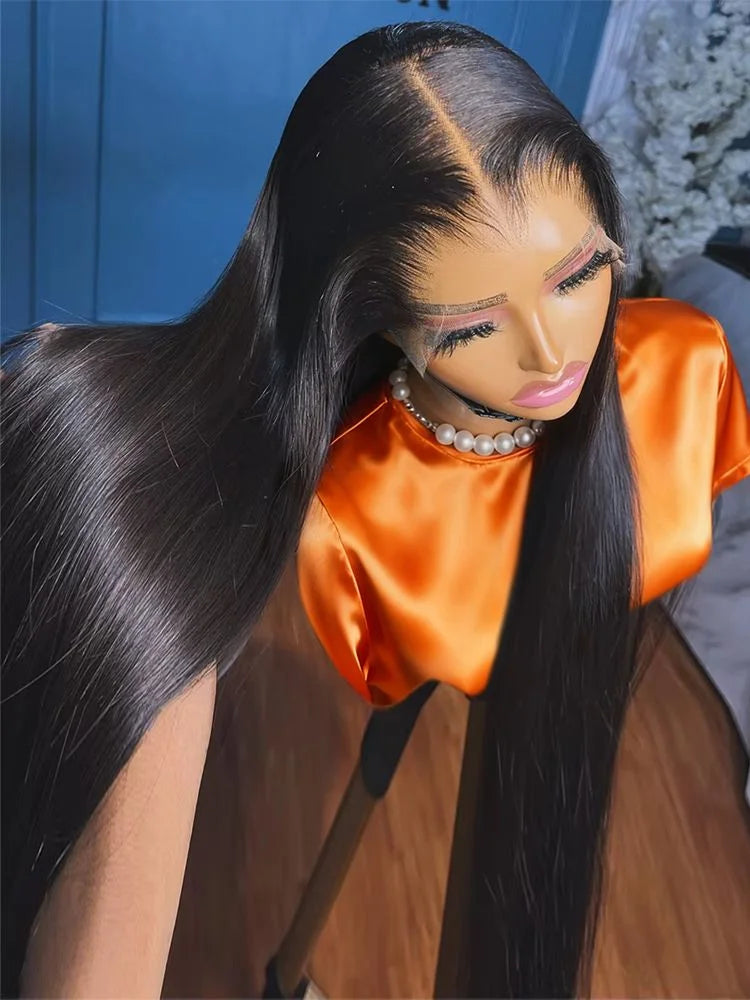 30 Inch 13x4 Lace Front Wigs 200% Density Lace Front Wig Pre Plucked Glueless Wigs Straight Black Synthetic lace front wig