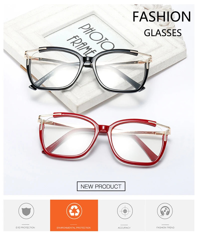 Eyeglasses Square glasses woman 2020 fashion Clear lens Optical glasses frame women Luxury Brand Metal Legs female oculos