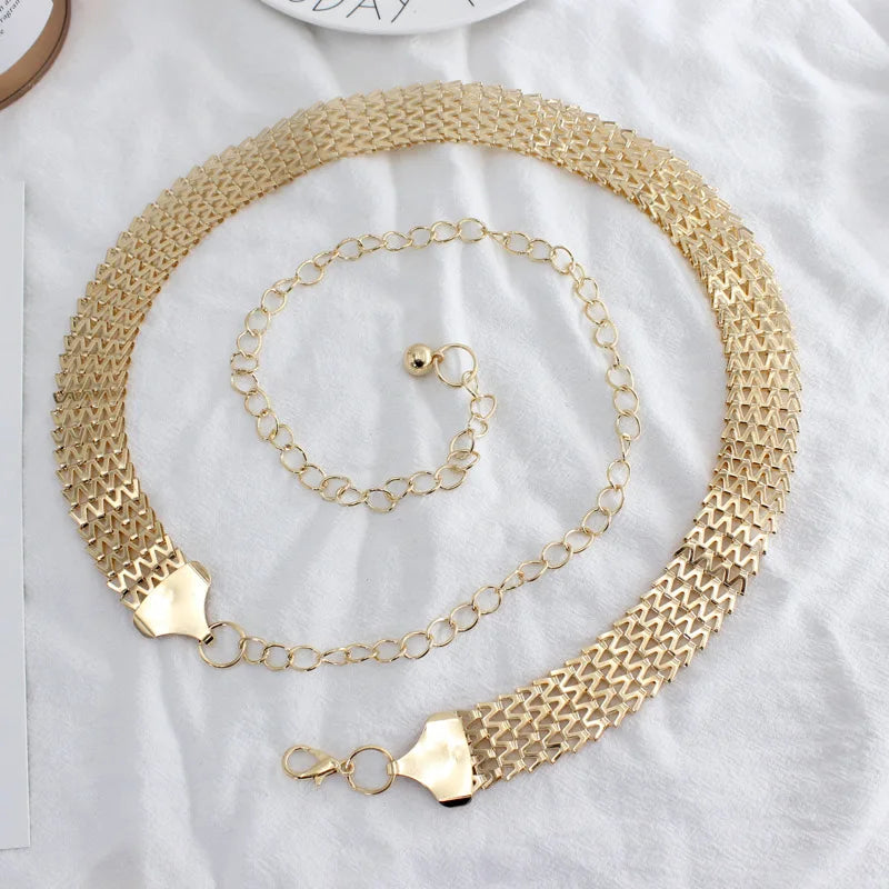 Women Leather Waist Chain Belt Golden Body Dress Belt Waistband Belt Mini Fashion Woman Thin Chain Cloth Accessories Waist bands