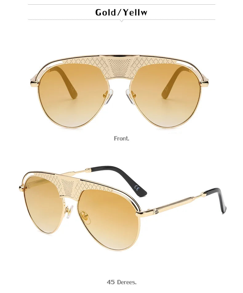 Woman Glasses 2021 New Retro Steampunk Men's Fashion Sunglasses European and American Luxury Design Pilot Eyewear Sunglasses