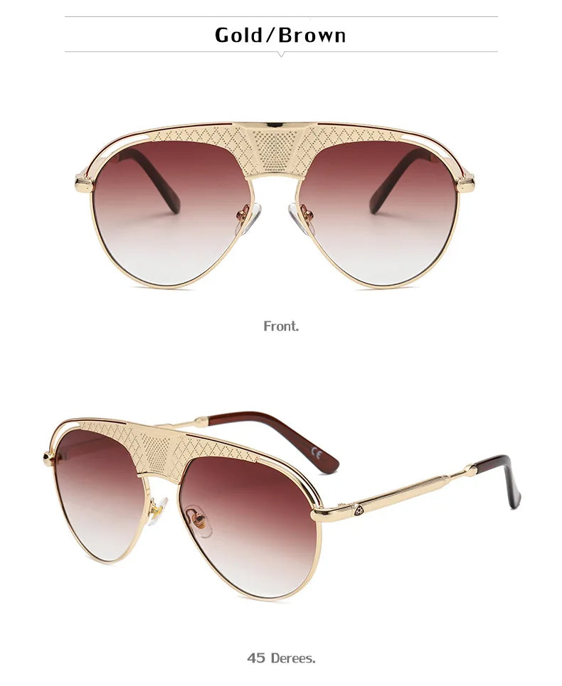Woman Glasses 2021 New Retro Steampunk Men's Fashion Sunglasses European and American Luxury Design Pilot Eyewear Sunglasses