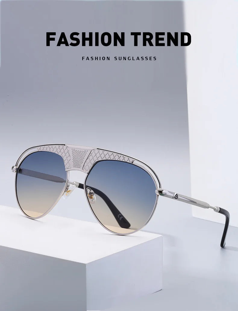 Woman Glasses 2021 New Retro Steampunk Men's Fashion Sunglasses European and American Luxury Design Pilot Eyewear Sunglasses