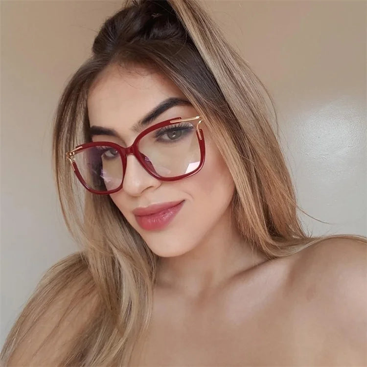 Eyeglasses Square glasses woman 2020 fashion Clear lens Optical glasses frame women Luxury Brand Metal Legs female oculos