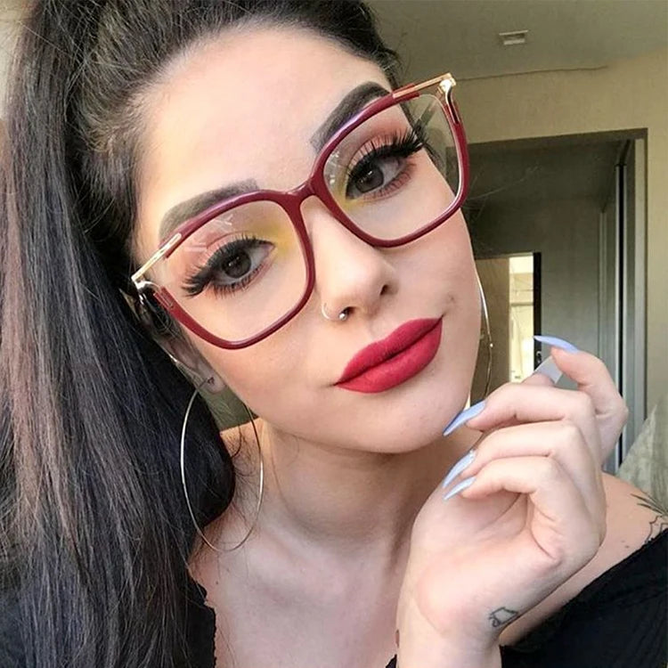 Eyeglasses Square glasses woman 2020 fashion Clear lens Optical glasses frame women Luxury Brand Metal Legs female oculos