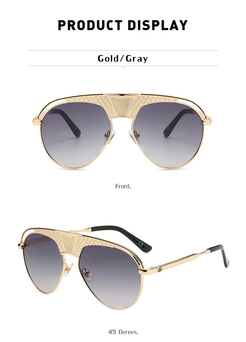 Woman Glasses 2021 New Retro Steampunk Men's Fashion Sunglasses European and American Luxury Design Pilot Eyewear Sunglasses