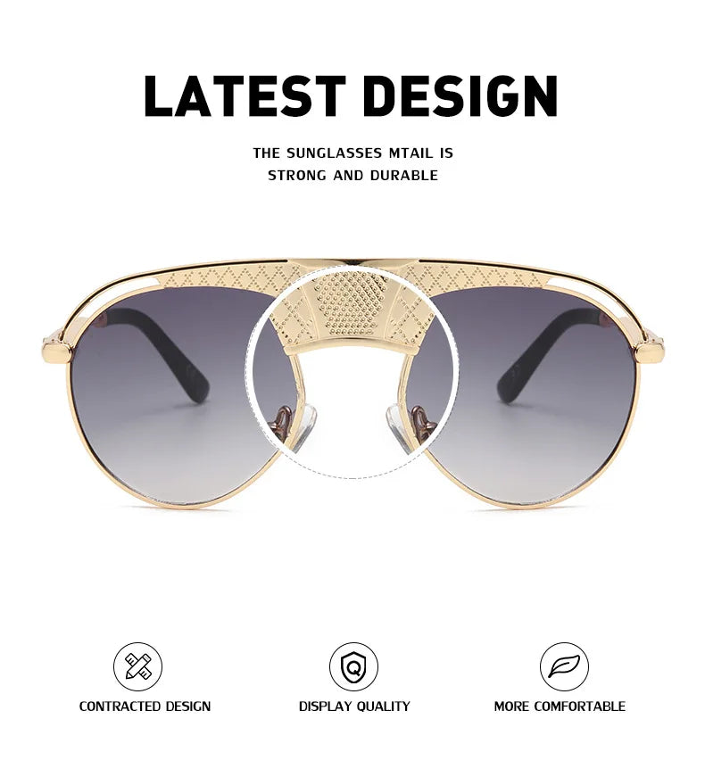 Woman Glasses 2021 New Retro Steampunk Men's Fashion Sunglasses European and American Luxury Design Pilot Eyewear Sunglasses