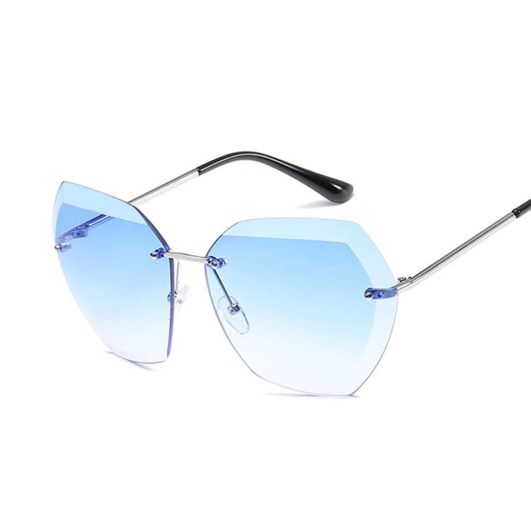 2021 Vintage Sunglasses for Woman Man Brand Rimless Rectangle Sun Glasses Female Retro Metal Frame Clear Lens Pink Shades