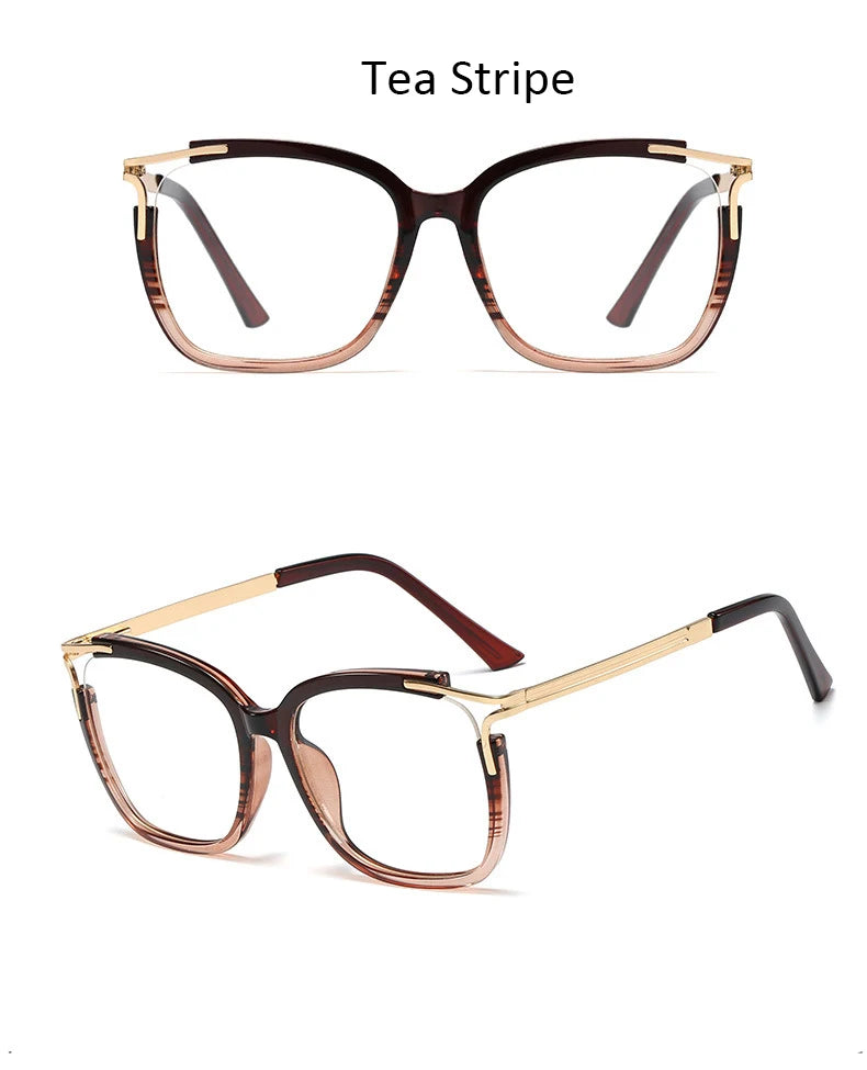 Eyeglasses Square glasses woman 2020 fashion Clear lens Optical glasses frame women Luxury Brand Metal Legs female oculos