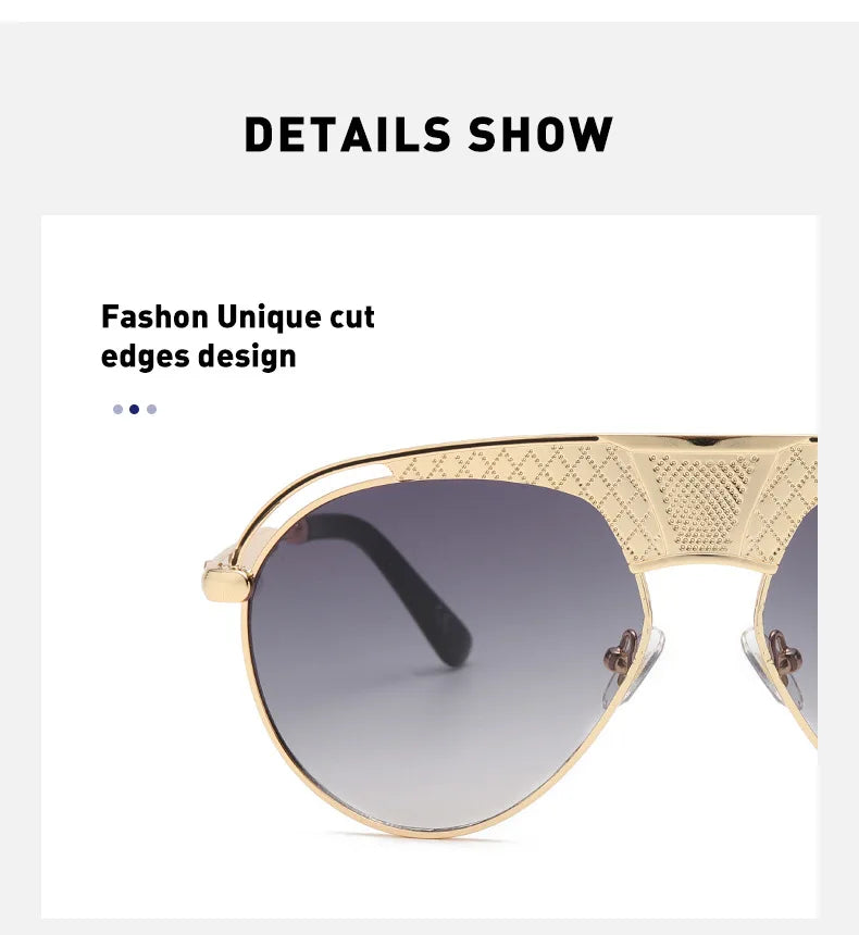 Woman Glasses 2021 New Retro Steampunk Men's Fashion Sunglasses European and American Luxury Design Pilot Eyewear Sunglasses