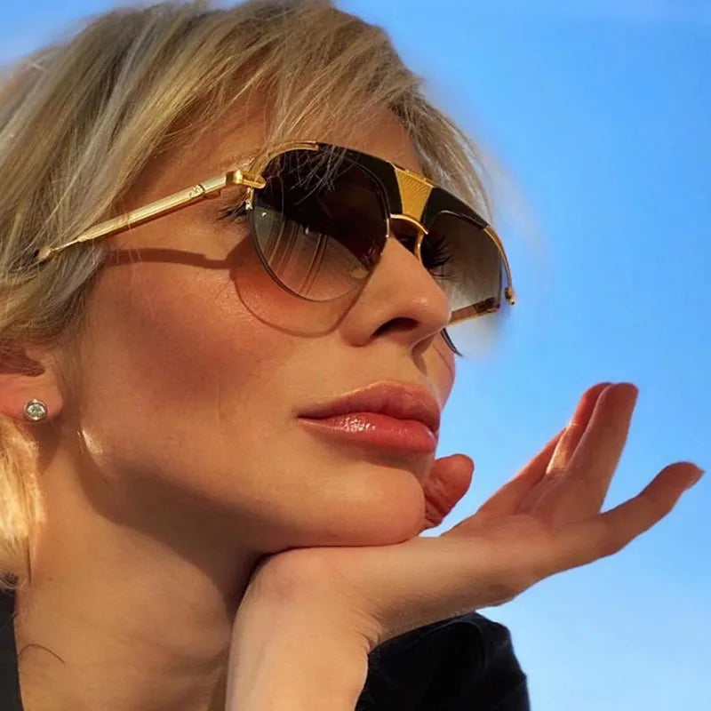 Woman Glasses 2021 New Retro Steampunk Men's Fashion Sunglasses European and American Luxury Design Pilot Eyewear Sunglasses