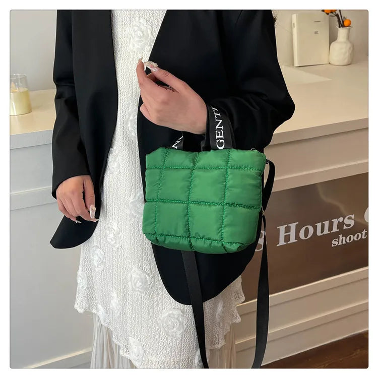 Bags for Woman Fashion Tote Handbags Cotton Padded Shopping Bag Fashion Portable Handbag Quilted Solid for Leisure Travel Сумка