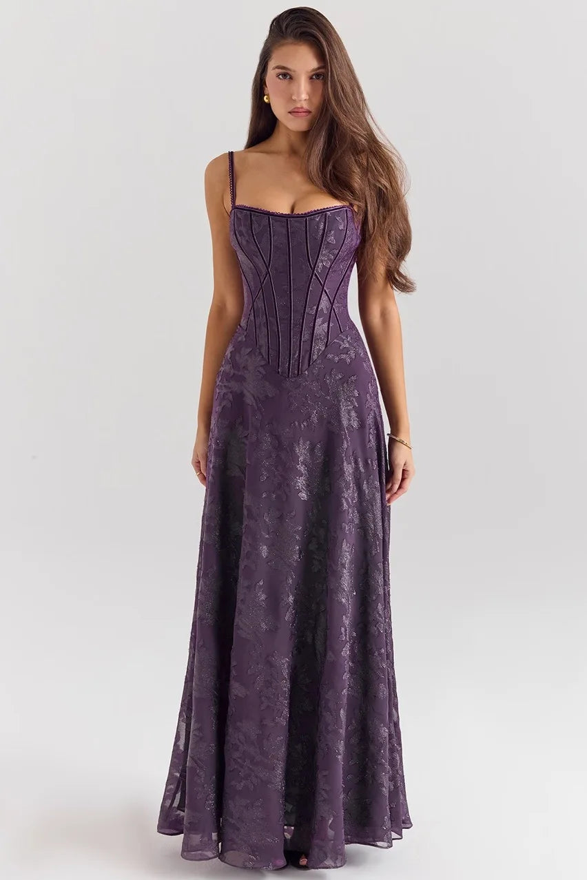 Dresses For Woman Sexy Club Evening Party Dresses Female Floral Lace Long Ball Gown Elegant Style Suspender Backless Vestidos