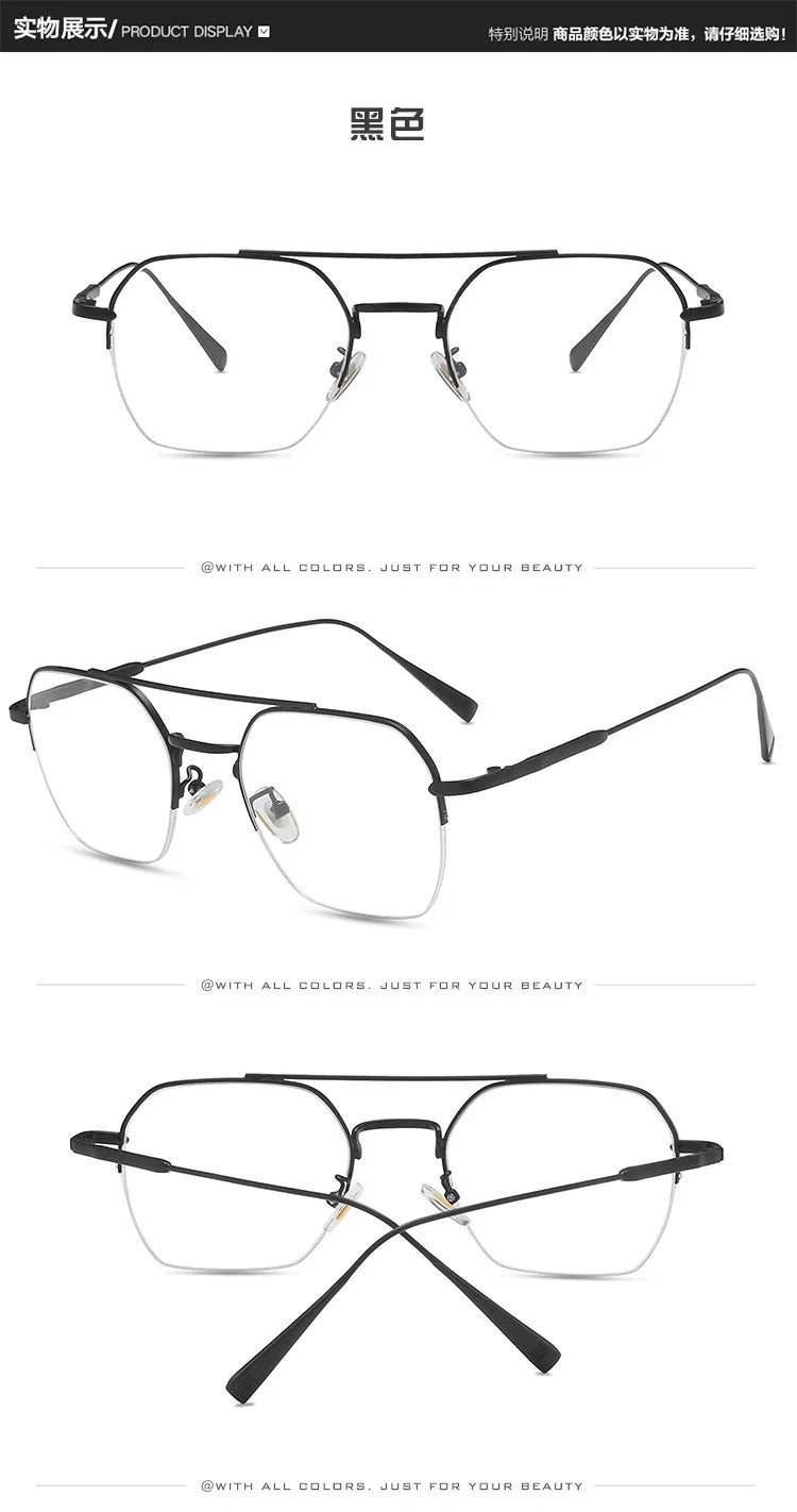 New Fashion Eyeglass Frames Women Semi-rimless Metal Frame Stylish Men Women Glasses Anti Blue Light Woman  Glasses
