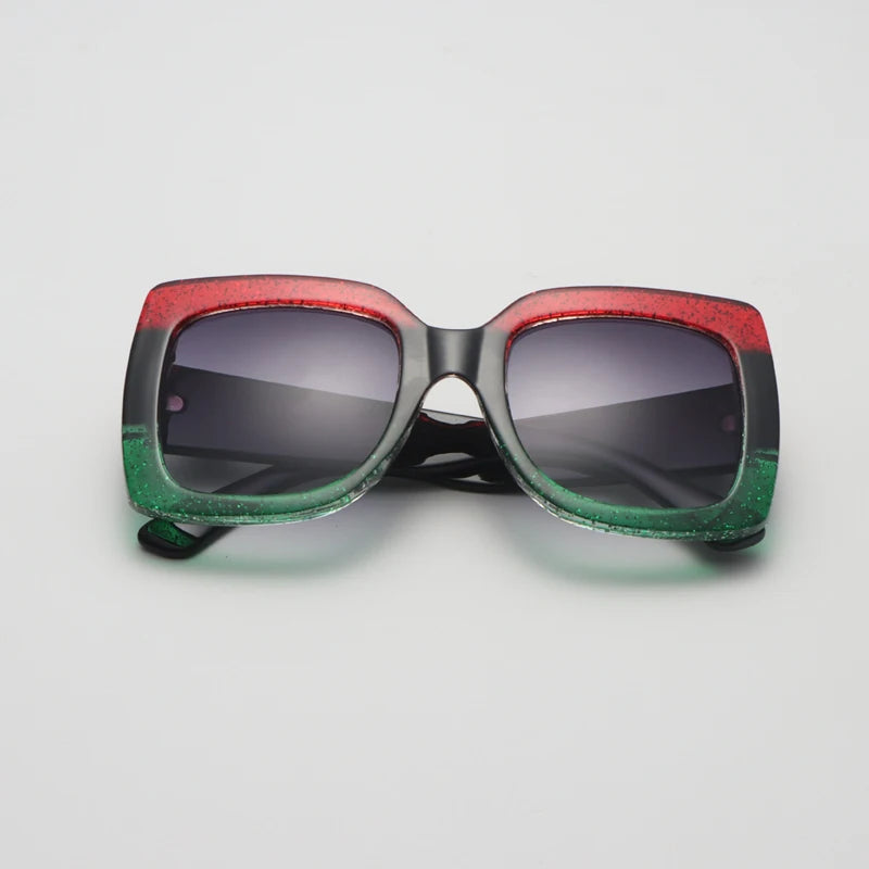 Fashion Square Sunglasses Woman Vintage Brand Designer Oversized Sun Glasses Female Retro Gradient Redgreen Oculos De Sol
