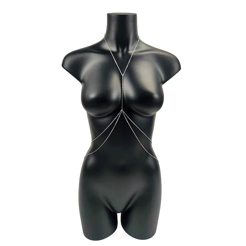 Body Jewelry Sexy Chest Chain Bikini Belly Chains for Women Cross Waist Chains Female Body Suit Girl Fashion Beach Simple Luxury