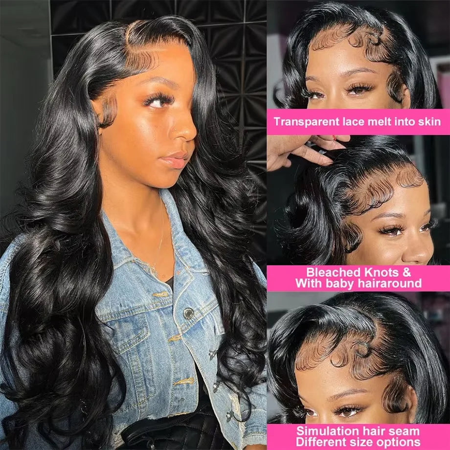 300% 30 40 Inch Body Wave 13x6 Hd Lace Frontal Wig Human Hair Brazilian Pre Plucked Lace Wigs For Women 13x4 Lace Front Wig 13x7