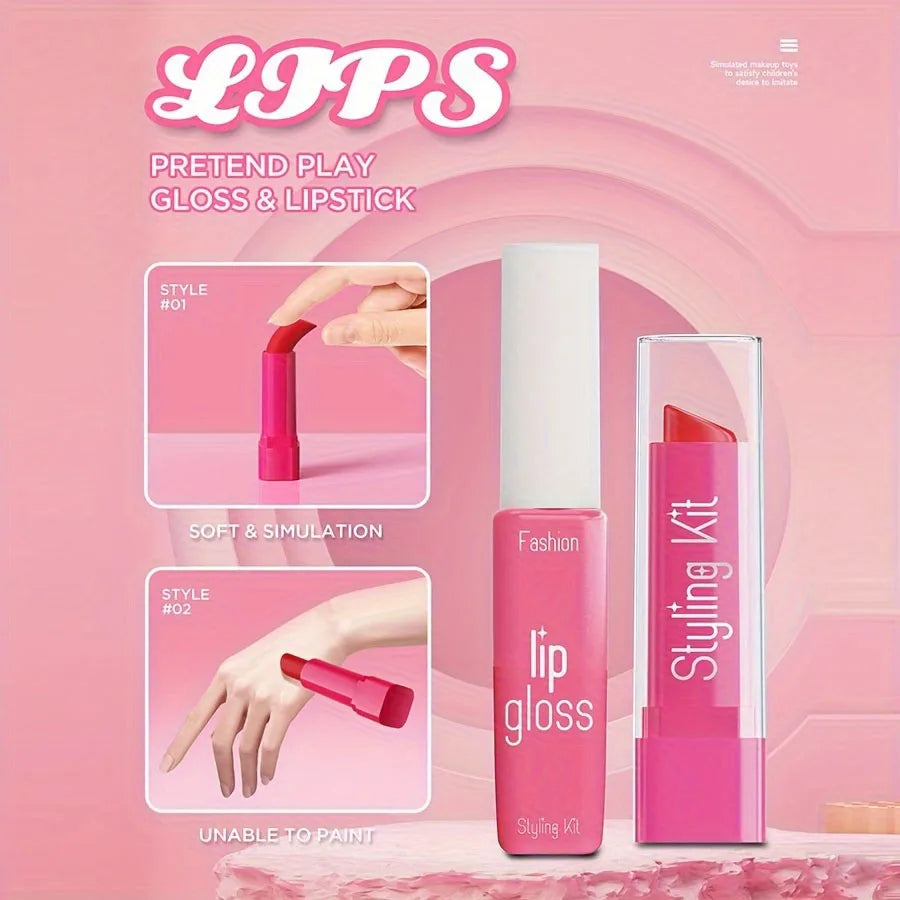 Children's Makeup Toy Set Simulated Beauty Makeup Box Set No Smearing No Liquid 10 Piece Non-toxic Set (Non Real Makeup)