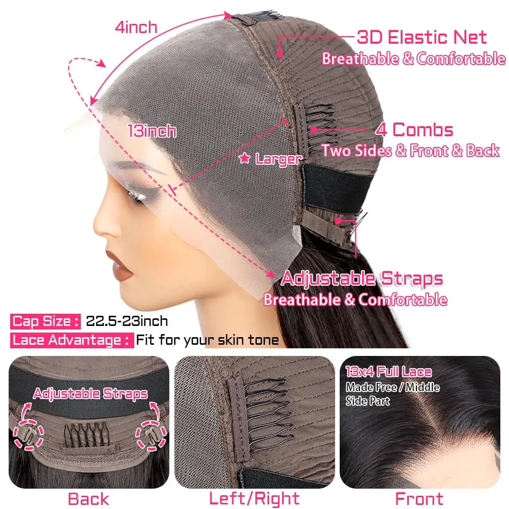 30 Inch 13x4 Lace Front Wigs 200% Density Lace Front Wig Pre Plucked Glueless Wigs Straight Black Synthetic lace front wig