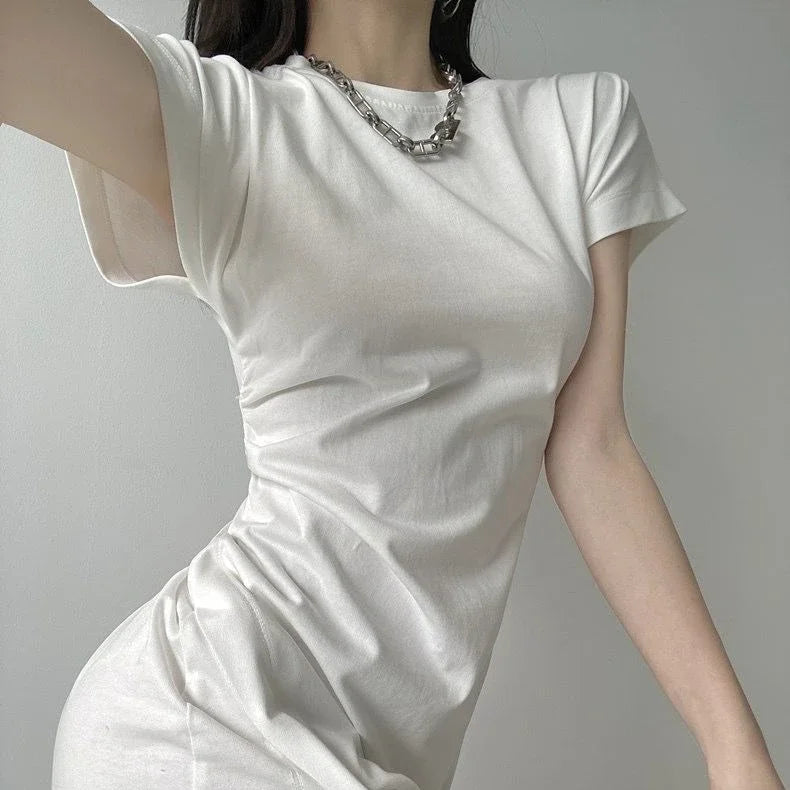 White Dresses for Women 2025 Woman Dress Clothes Midi X New in Chic and Elegant Pretty Cheap Casual Y2k Outfits Harajuku Cotton