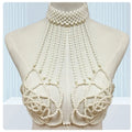 Women Body Chain Sexy Pearl Body Bra Chain Lingerie Festival Outfit Women Waist Chain Rave Festival Accessories Summer Bikin