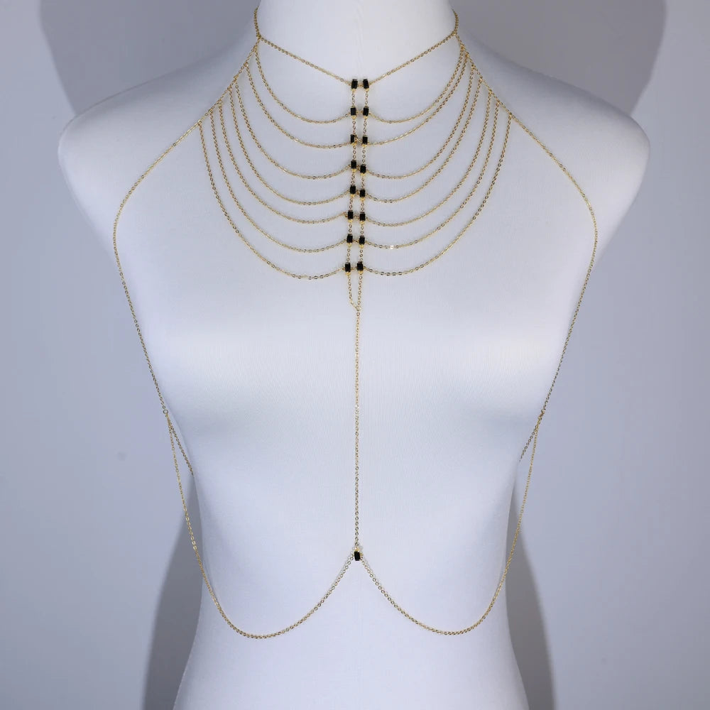 2026 New Fashion Multilayer Chain Hanging Neck Body Chain For Women Bar Party Wedding Sexy Jewelry Accessories