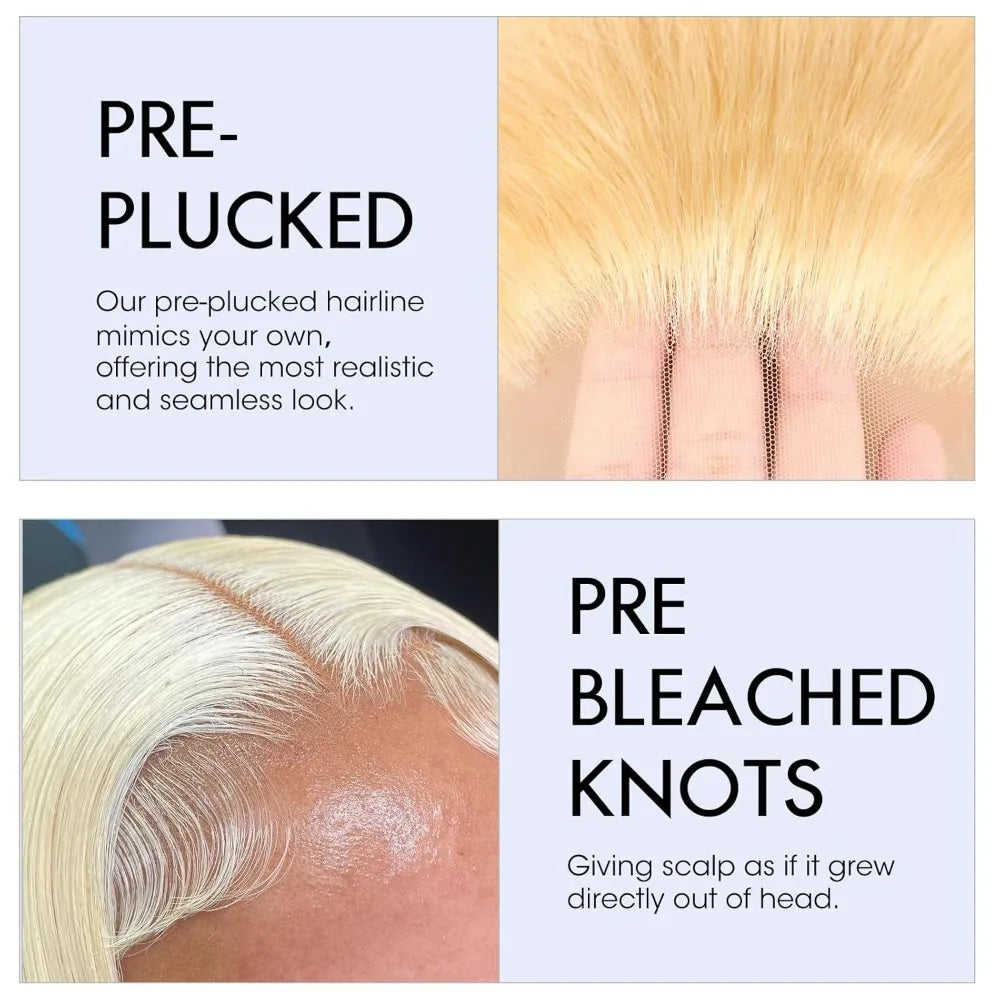 13x4 Lace Front Wig Human Hair Blonde Deep Wave Blonde Lace Front Wigs 250% Density Free Part 613 Wig Pre Plucked with Baby Hair