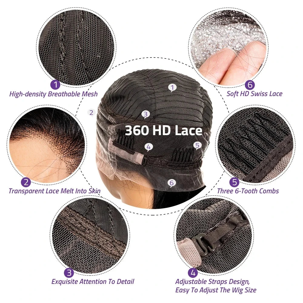 Body Wave 13x6 HD Transparent Lace Front Human Hair Wig 40 Inch Pre Plucked 220 Density 5x5 Glueless Lace Frontal Wigs for Women