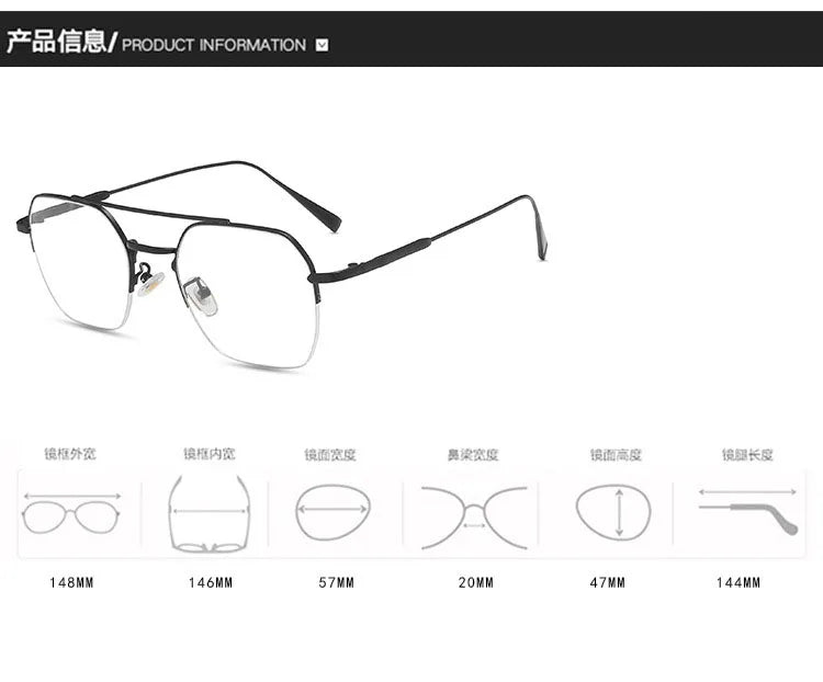 New Fashion Eyeglass Frames Women Semi-rimless Metal Frame Stylish Men Women Glasses Anti Blue Light Woman  Glasses