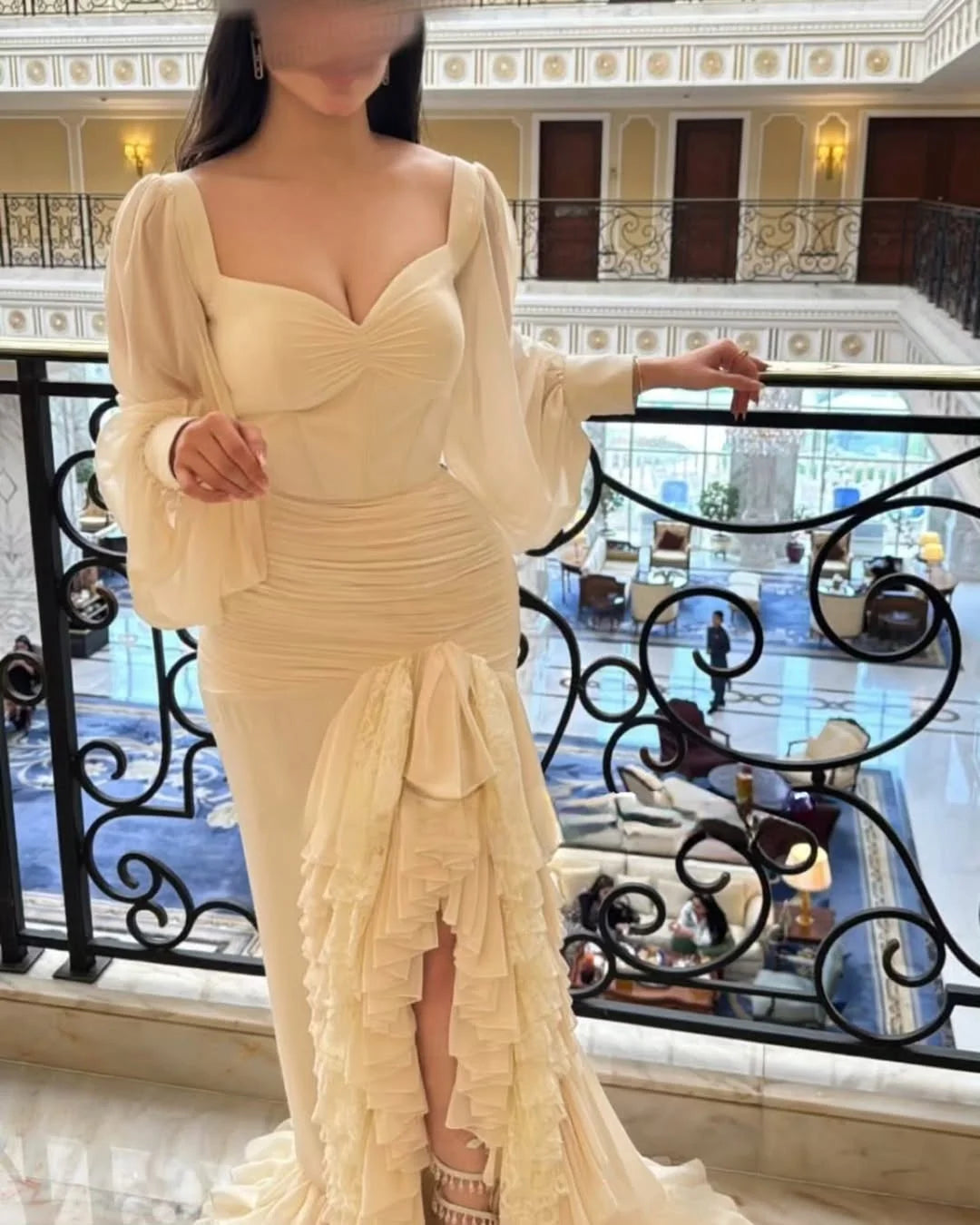 Woman Evening Dresses For Events Luxurious Mermaid Ruffle Front Slit Special Occasion Prom Gowns Customized vestido réveillon