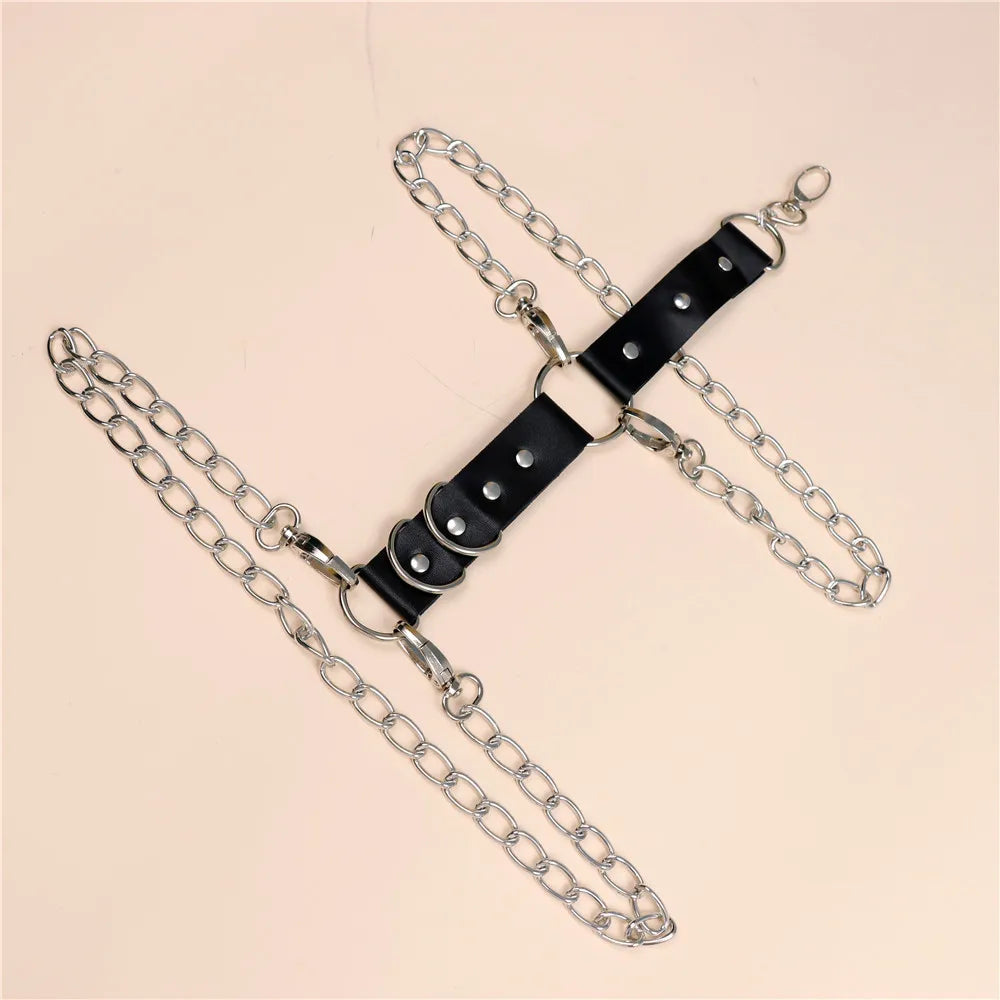 Sexy Leg Chains Men Harness Garter Woman PU Leather Thigh Hip Strap Bondage Belt Gothic Adjustable Suspenders Jeans Accessories
