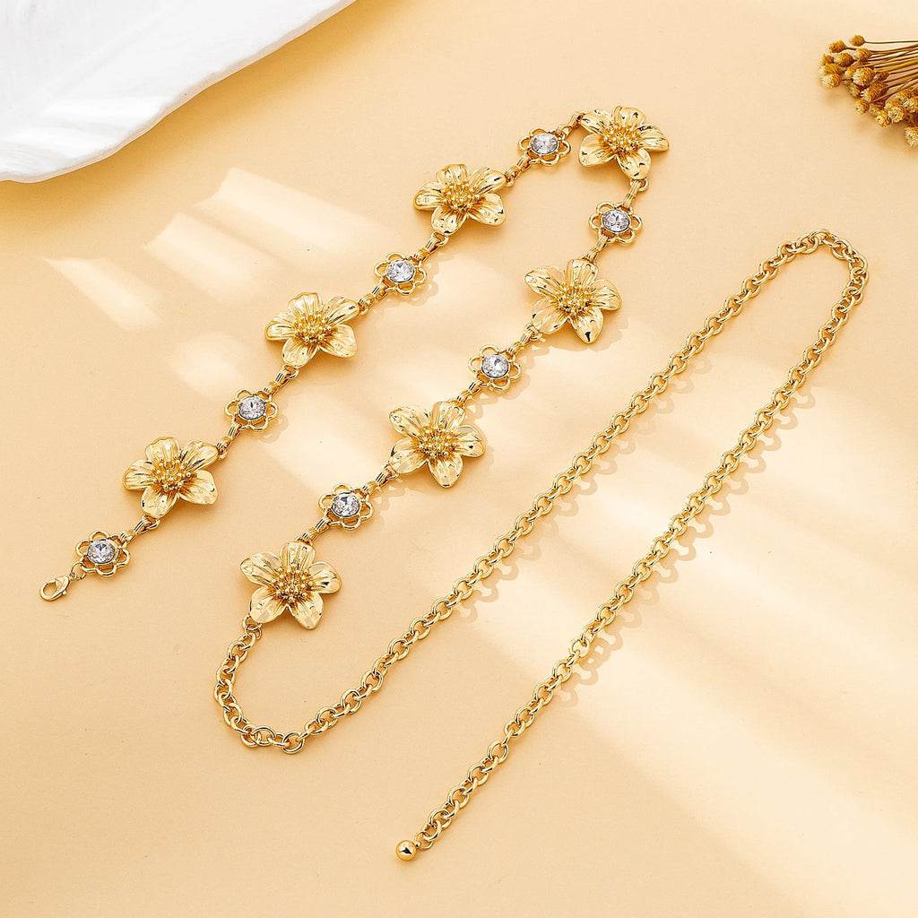 Women's Waist Chain, Shiny Floral Bohemian Style Waist Chain, Suitable for Daily Wear and Vacation Wear