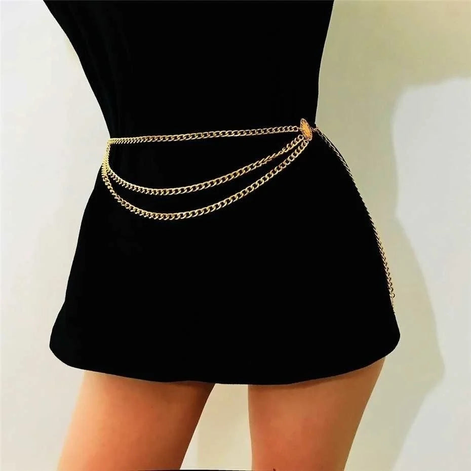 Sexy Bikini Beach Multilayer Waist Belt Chain Long Tassel Coin Pendant Harness Belly Chains for Women Waistbands Body Jewelry