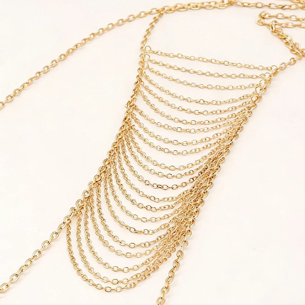 Body Chain Crossover Thin Bra Bikini Waist Belly Body Chains Beach Body Necklace Jewelry for Women