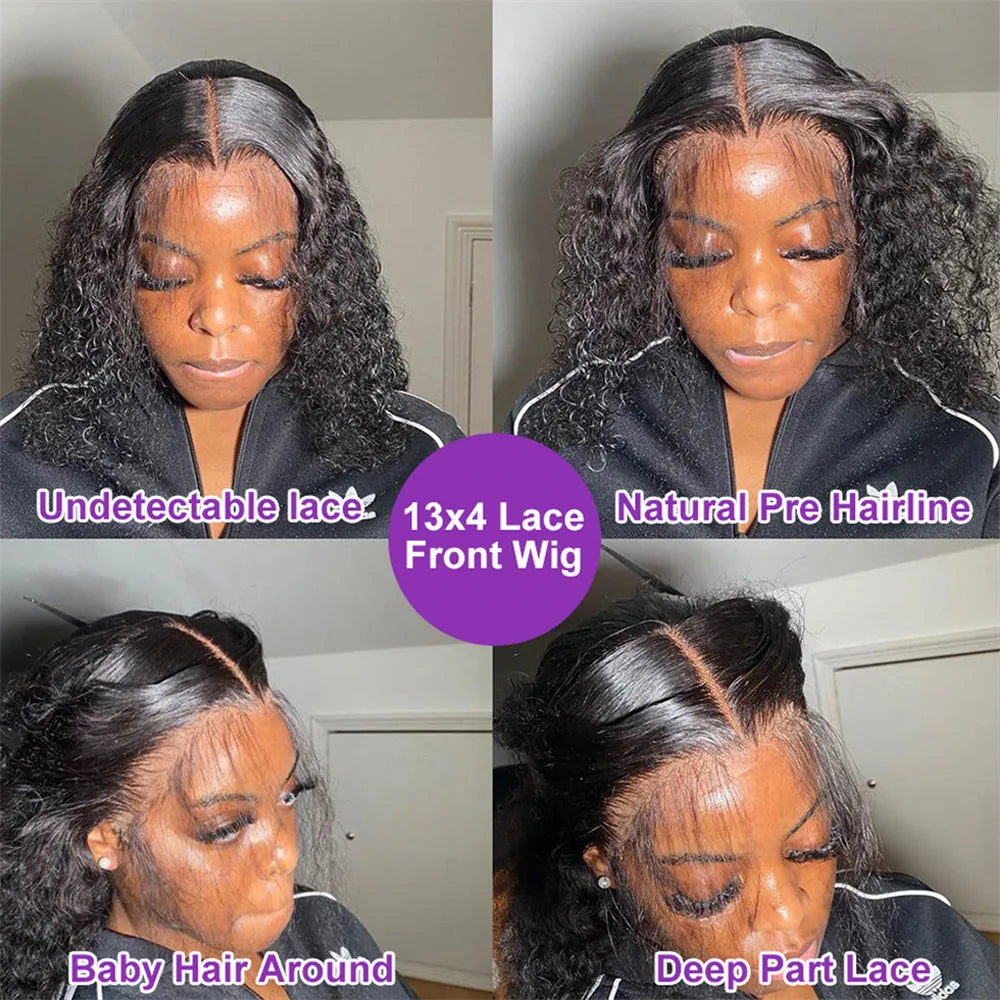 30 40 Inch HD 13x6 Deep Wave Lace Frontal Wigs Brazilian 13x4 Water Wave Curly Lace Front Human Hair Pre Plucked Wigs For Women
