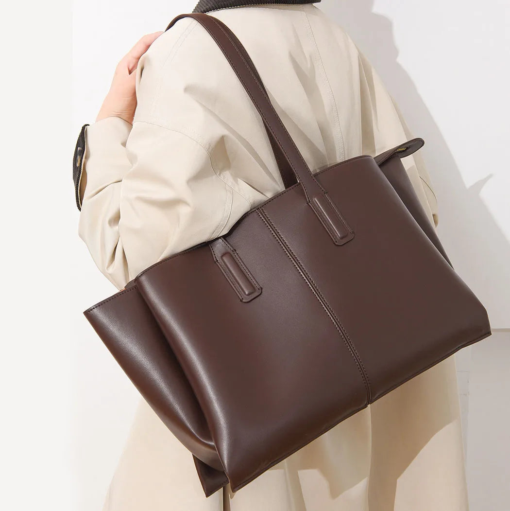 Women's Handbag, High-End Fashion Shoulder Bag, Simple Solid Color Casual Bag, Commuting and Shopping Tote Bag, Large Capacity Tote Bag