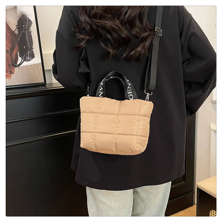 Bags for Woman Fashion Tote Handbags Cotton Padded Shopping Bag Fashion Portable Handbag Quilted Solid for Leisure Travel Сумка
