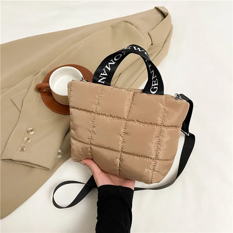 Bags for Woman Fashion Tote Handbags Cotton Padded Shopping Bag Fashion Portable Handbag Quilted Solid for Leisure Travel Сумка