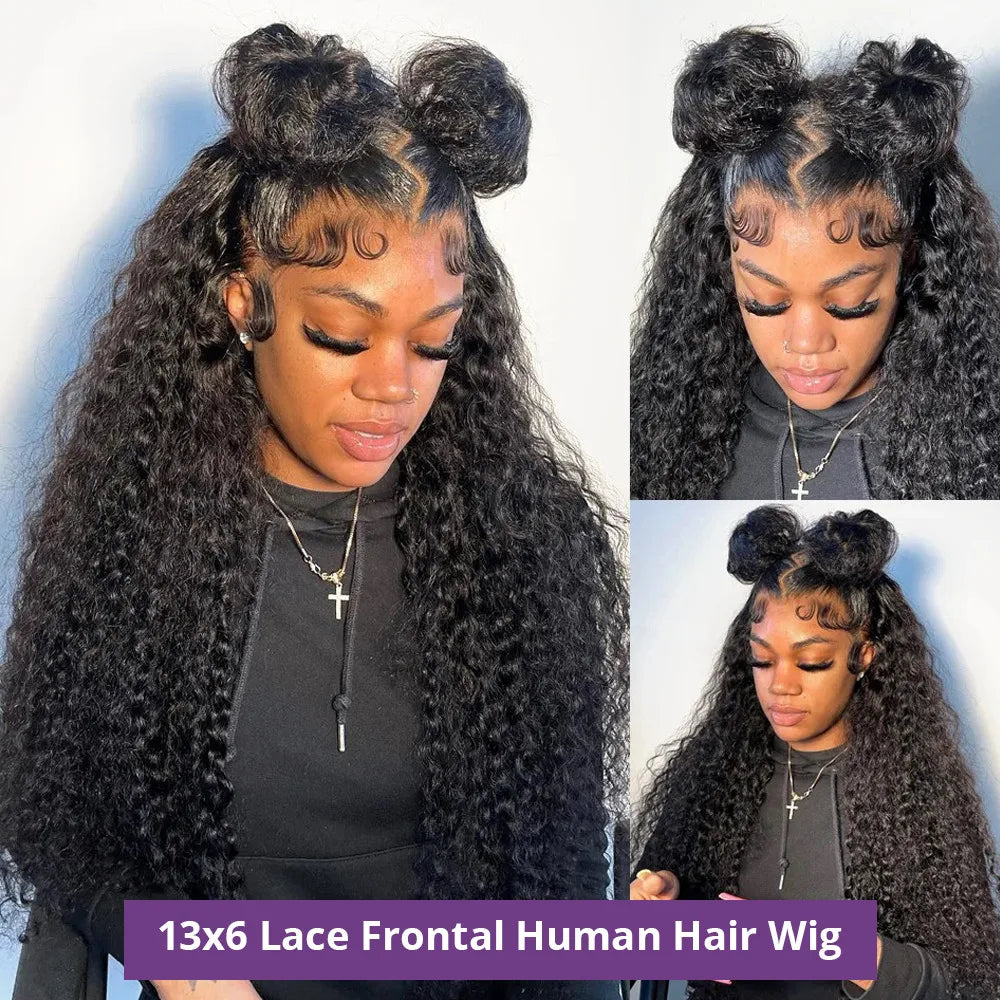 30 40 Inch HD 13x6 Deep Wave Lace Frontal Wigs Brazilian 13x4 Water Wave Curly Lace Front Human Hair Pre Plucked Wigs For Women
