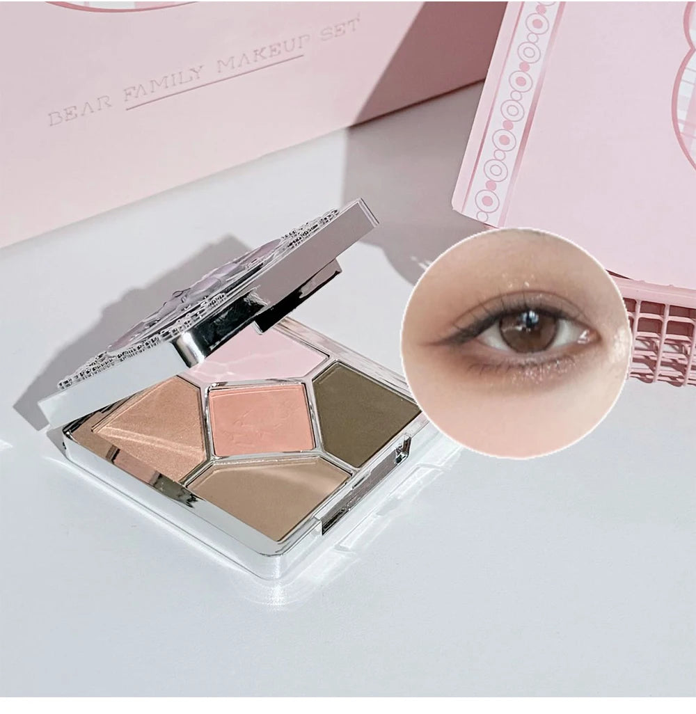 ART VALUE 7PC Makeup Sets Include 3 Colors Matte Lip Mud,1 Pressed Powder,1 Blush,1 Eyes Palette,1 Necklace Beauty Makeup Sets