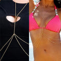 Female Body Jewelry Sexy Chest Chain Bikini Belly Chains for Women Cross Waist Chains Girl Fashion Beach Simple Luxury