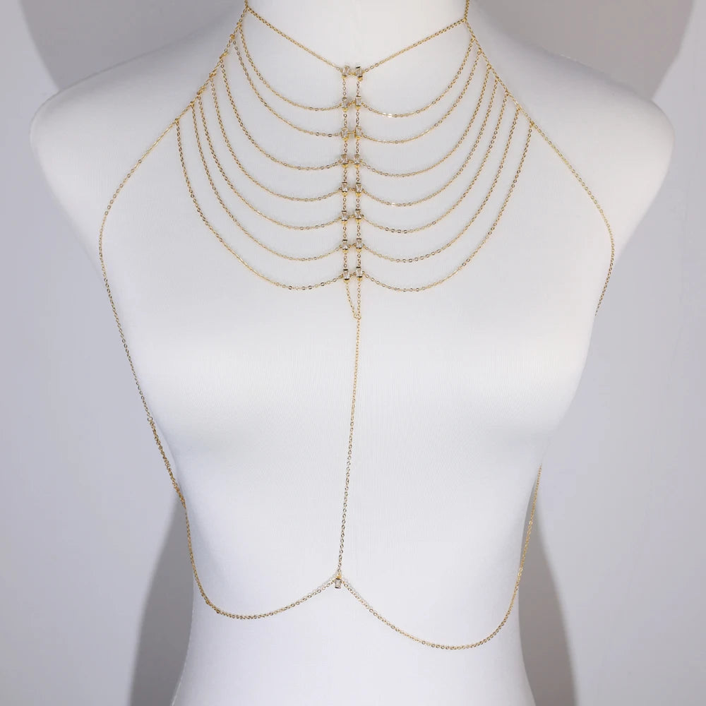 2026 New Fashion Multilayer Chain Hanging Neck Body Chain For Women Bar Party Wedding Sexy Jewelry Accessories