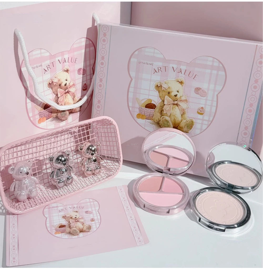 ART VALUE 7PC Makeup Sets Include 3 Colors Matte Lip Mud,1 Pressed Powder,1 Blush,1 Eyes Palette,1 Necklace Beauty Makeup Sets