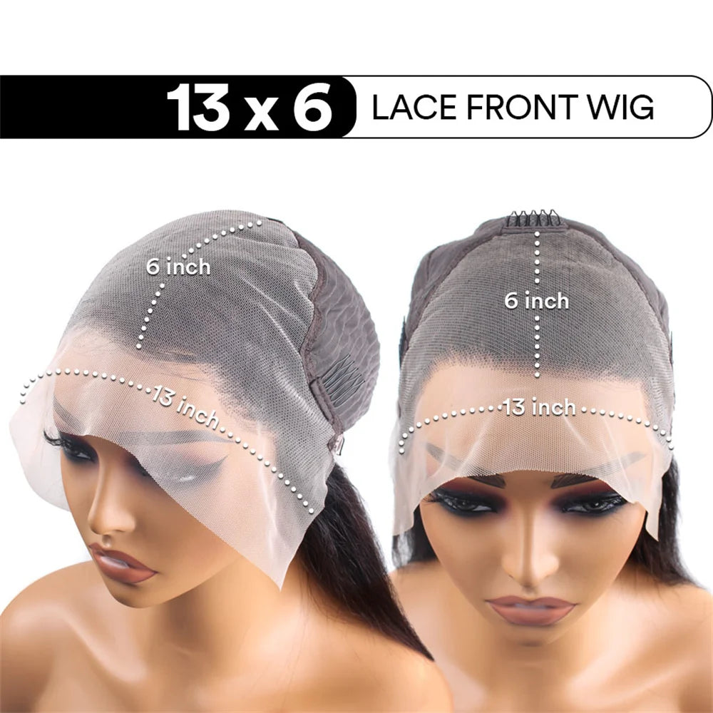 30 inch Lace Front Wig Straight Lace Frontal Wigs Pre Plucked 200% Density 13X4 Brazilian Human Hair Wig For Women Natural Black