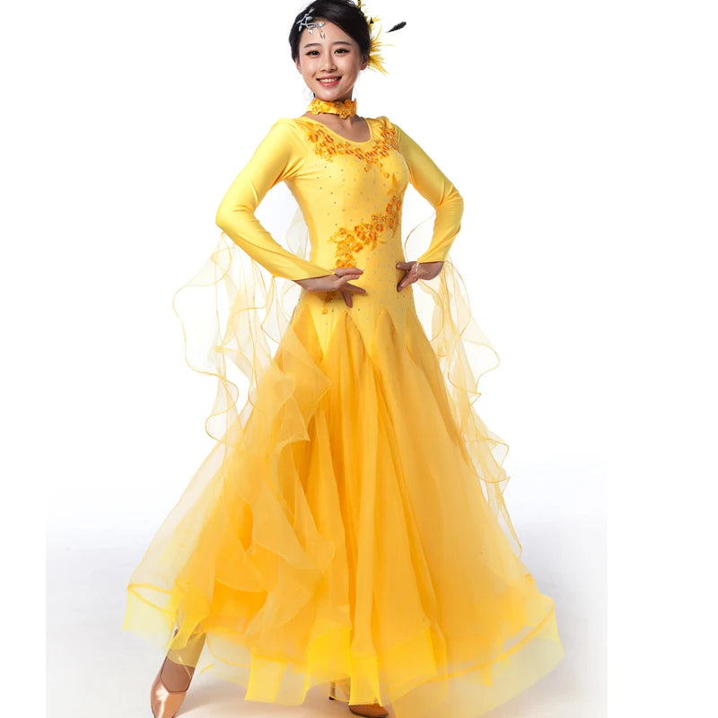 Modern Dance Dress for Woman New Social Dance Costume Ballroom Dancing Competition Clothes Waltz Performance Dress
